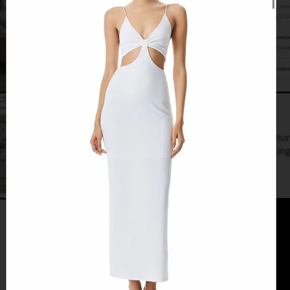 alice and olivia cut out dress HARMONY TWIST FRONT MIDI DRESS in BLACK